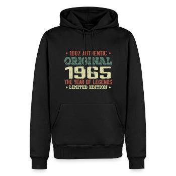 Légende Depuis 1965 Né en 1965 - 59e Anniversaire - Sweat à capuche Premium bio Homme - noir - Devant - Nico (187cm)
