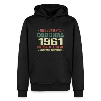 Legende seit 1961 Jahrgang 1961 - 63. Geburtstag - Männer Premium Bio Hoodie - Schwarz - Vorne - Nico (187cm)