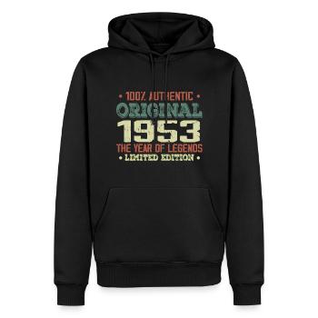 Legende seit 1953 Jahrgang 1953 - 71. Geburtstag - Männer Premium Bio Hoodie - Schwarz - Vorne - Nico (187cm)