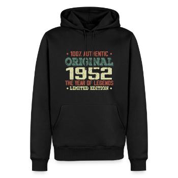 Legende seit 1952 Jahrgang 1952 - 72. Geburtstag - Männer Premium Bio Hoodie - Schwarz - Vorne - Nico (187cm)