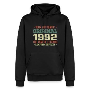 Legend since 1992 Born in 1992 - 32nd birthday - Men’s Premium Organic Hoodie - black - Front - Nico (187cm)