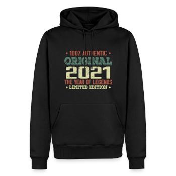 Legende seit 2021 Jahrgang 2021 - 3. Jubiläum - Männer Premium Bio Hoodie - Schwarz - Vorne - Nico (187cm)