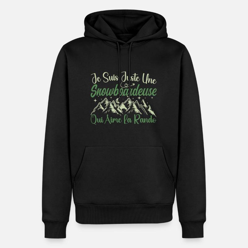 Snowboardeuse aventurier passionnée de Randonnée - Sweat à capuche Premium bio Homme - noir
