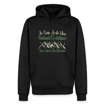 Patineuse artistique aventurier passionnée Rando - Sweat à capuche Premium bio Homme - noir - Devant - Nico (187cm)