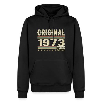 Original 1973 - Cadeau D’anniversaire Rétro 1973 - Sweat à capuche Premium bio Homme - noir - Devant - Nico (187cm)