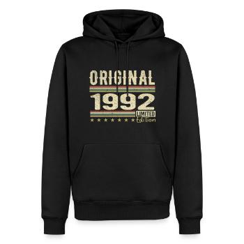 Original 1992 - Cadeau D’anniversaire Rétro 1992 - Sweat à capuche Premium bio Homme - noir - Devant - Nico (187cm)