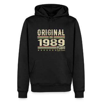 Original 1989 - Cadeau D’anniversaire Rétro 1989 - Sweat à capuche Premium bio Homme - noir - Devant - Nico (187cm)
