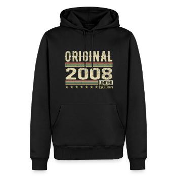 Original 2008 – Retro-Geburtstagsgeschenk 2008 - Männer Premium Bio Hoodie - Schwarz - Vorne - Nico (187cm)