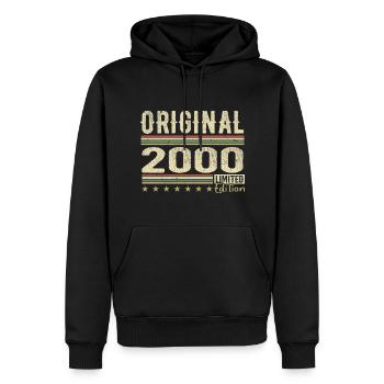 Original 2000 - Cadeau D’anniversaire Rétro 2000 - Sweat à capuche Premium bio Homme - noir - Devant - Nico (187cm)
