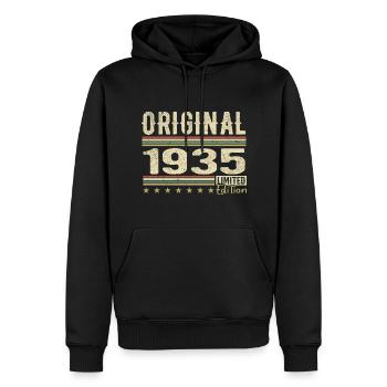 Original 1935 - Cadeau D’anniversaire Rétro 1935 - Sweat à capuche Premium bio Homme - noir - Devant - Nico (187cm)