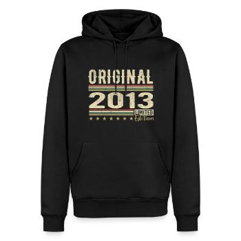 Original 2013 - Cadeau D’anniversaire Rétro 2013 - Sweat à capuche Premium bio Homme - noir - Devant - Nico (187cm)