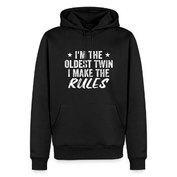 I'm The Oldest Twin Funny Twin Tees - Sweat à capuche Premium bio Homme - noir - Devant - Nico (187cm)