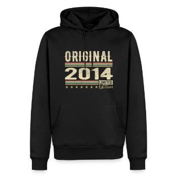 Original 2014 - Cadeau D’anniversaire Rétro 2014 - Sweat à capuche Premium bio Homme - noir - Devant - Nico (187cm)