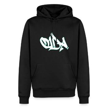 Oida - Männer Premium Bio Hoodie - Schwarz - Vorne - Nico (187cm)