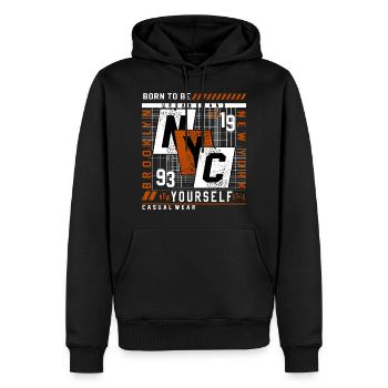 New York - Männer Premium Bio Hoodie - Schwarz - Vorne - Nico (187cm)