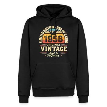 Cadeau Anniversaire 1956 Millésime 1956 Rétro 1956 - Sweat à capuche Premium bio Homme - noir - Devant - Nico (187cm)