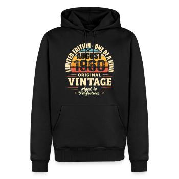 Août 1960 Anniversaire Août 1960 - August 1960 - Sweat à capuche Premium bio Homme - noir - Devant - Nico (187cm)