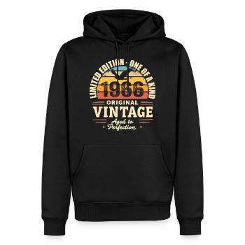 Cadeau Anniversaire 1966 Millésime 1966 Rétro 1966 - Sweat à capuche Premium bio Homme - noir - Devant - Nico (187cm)