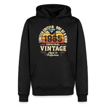 Cadeau Anniversaire 1965 Millésime 1965 Rétro 1965 - Sweat à capuche Premium bio Homme - noir - Devant - Nico (187cm)