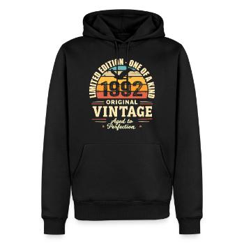 1992 Geburtstagsgeschenk Jahrgang 1992 Retro 1992 - Männer Premium Bio Hoodie - Schwarz - Vorne - Nico (187cm)
