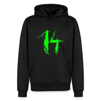 zahl 14 grün 14.Geburtstag Lieblingszahl Vektor - Sweat à capuche Premium bio Homme - noir - Devant - Nico (187cm)