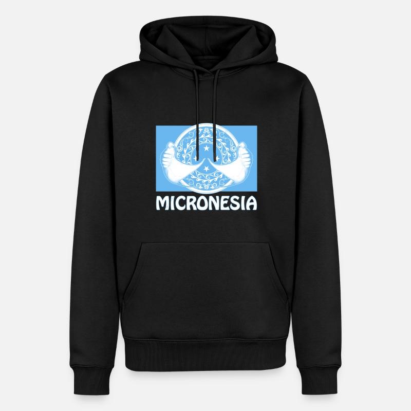 Flagge Mikronesiens und Mantarochen - Männer Premium Bio Hoodie - Schwarz