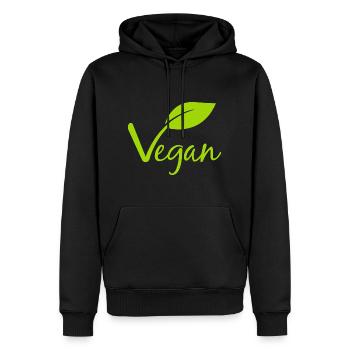 Vegan mit einem Blatt für Veganer und Vegetarier - Männer Premium Bio Hoodie - Schwarz - Vorne - Nico (187cm)