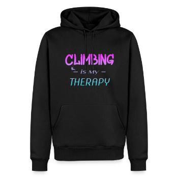 Klettern ist meine Therapie - Männer Premium Bio Hoodie - Schwarz - Vorne - Nico (187cm)