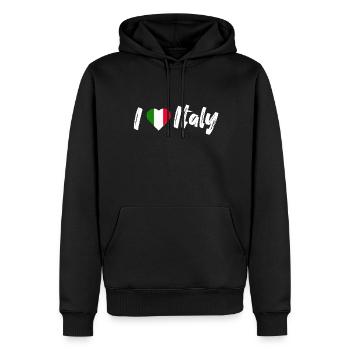 J'adore l'Italie Italie disant avec coeur vacances - Sweat à capuche Premium bio Homme - noir - Devant - Nico (187cm)