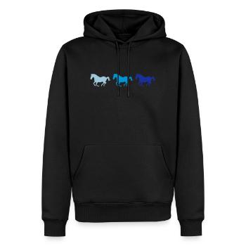 Drei Pferde im Galopp - Männer Premium Bio Hoodie - Schwarz - Vorne - Nico (187cm)