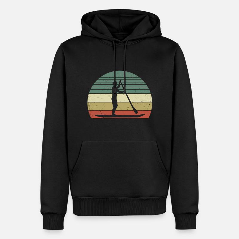 Rétro Paddle Surf - Sweat à capuche Premium bio Homme - noir