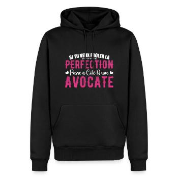 La Perfection C'est à Côté D'une Avocate - Sweat à capuche Premium bio Homme - noir - Devant - Nico (187cm)