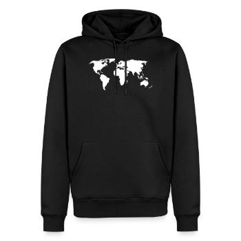 Weltkarte - Männer Premium Bio Hoodie - Schwarz - Vorne - Nico (187cm)