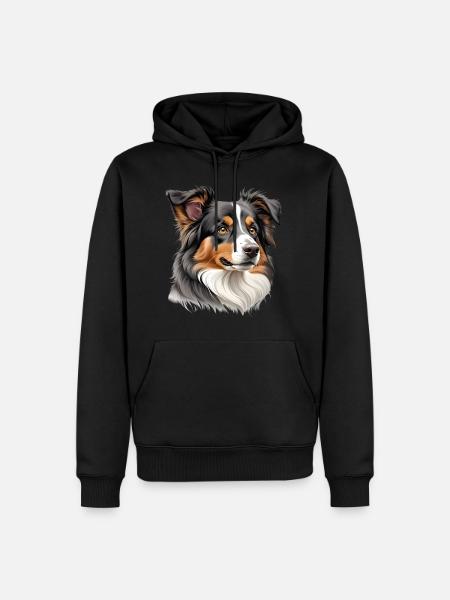 Australian Shepherd Head - Men’s Premium Organic Hoodie - black