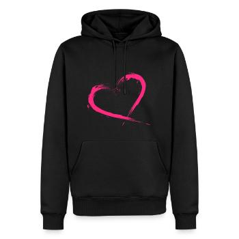Pinceau Heart Design rose rose Nouvelle variante - Sweat à capuche Premium bio Homme - noir - Devant - Nico (187cm)