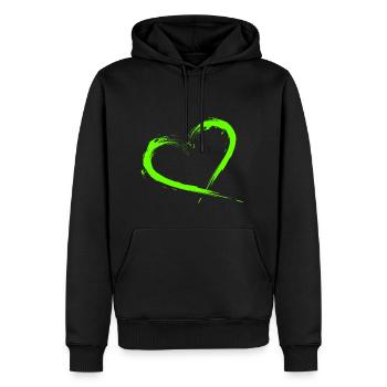 Herz Design Bürste Grün Hellgrün - Männer Premium Bio Hoodie - Schwarz - Vorne - Nico (187cm)