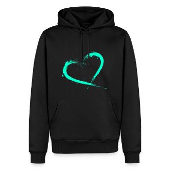 Herz Design Türkis Vektor neu - Männer Premium Bio Hoodie - Schwarz - Vorne - Nico (187cm)