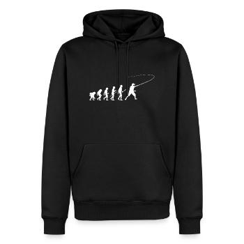 évolution pêche t-shirt homme idée cadeau - Sweat à capuche Premium bio Homme - noir - Devant - Nico (187cm)