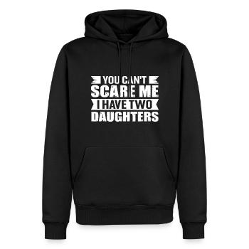 Tu ne peux pas me faire peur, j’ai 2 filles - Sweat à capuche Premium bio Homme - noir - Devant - Nico (187cm)