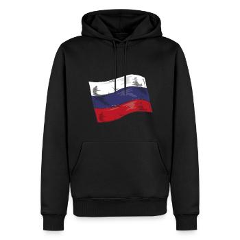 Drapeau de russie Vintage Drapeau russe d’occasion Look - Sweat à capuche Premium bio Homme - noir - Devant - Nico (187cm)