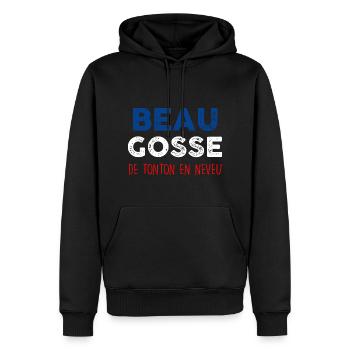 Beau gosse de tonton en neveu Cadeau Homme - Sweat à capuche Premium bio Homme - noir - Devant - Nico (187cm)