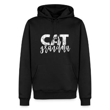 Cat Grandma - Drôles de dictons de chat - Sweat à capuche Premium bio Homme - noir - Devant - Nico (187cm)