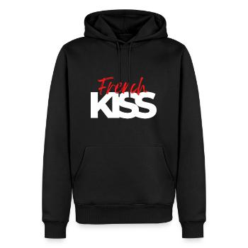 French Kiss - Sweat à capuche Premium bio Homme - noir - Devant - Nico (187cm)