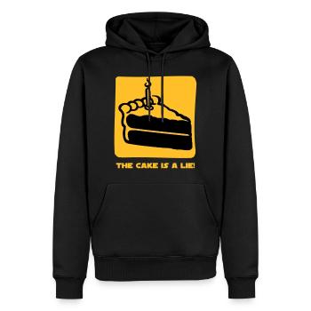 The Cake is a Lie - Männer Premium Bio Hoodie - Schwarz - Vorne - Nico (187cm)