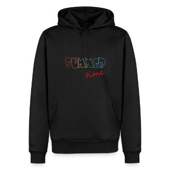 summer time, summertime, sommer, sommerzeit - Männer Premium Bio Hoodie - Schwarz - Vorne - Nico (187cm)
