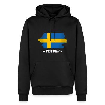 Suède Drapeau Scandinavie Drapeau suédois - Sweat à capuche Premium bio Homme - noir - Devant - Nico (187cm)