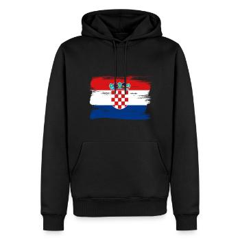 Drapeau de la Croatie Adriatique Zagreb Drapeau croate - Sweat à capuche Premium bio Homme - noir - Devant - Nico (187cm)