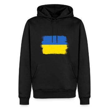 Drapeau de l’Ukraine Vintage Drapeau ukrainien d’occasion Look - Sweat à capuche Premium bio Homme - noir - Devant - Nico (187cm)