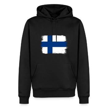 Finnland Flagge Suomi Finnische Fahne Used Look - Männer Premium Bio Hoodie - Schwarz - Vorne - Nico (187cm)