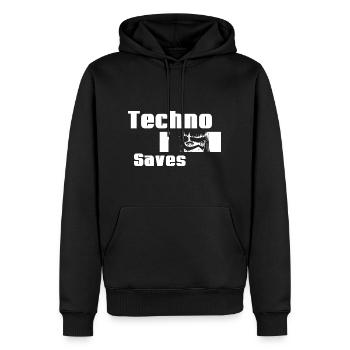 Techno Manga Girl Blick - Männer Premium Bio Hoodie - Schwarz - Vorne - Nico (187cm)